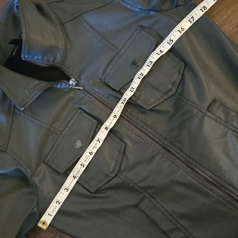 White House Black Market Grey Coated Denim Band Jacket - Picture 6 of 9